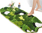 Hifuwan Cute Green Moss Bathroom Runner Rug Long Rectangular Boho Aesthetic Leaf Leaves Bath Mat Shaggy Non Slip Absorbent Shower Mat Decor - size: 1'8" x 3'7" (Rectangular)