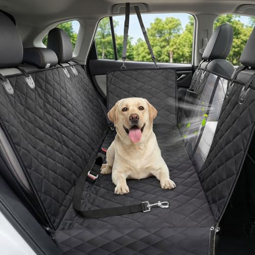 Dog Car Seat Cover, 600D Heavy Dute Durable Car Seat Cover for Dogs Pets, 100% Waterproof Scratch Proof Nonslip Dog Hammock for Cars, Seat Covers Protector with SeatBelt for Pet Sedan SUV Trucks - color: Black, size: Standard (53.9*57.9 )