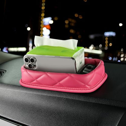 Car Dashboard Storage Box Loose Items Organizer - Suitable For Car, Office, Living Room, Dining Room And Other Scenarios (hot pink) - color: hot pink