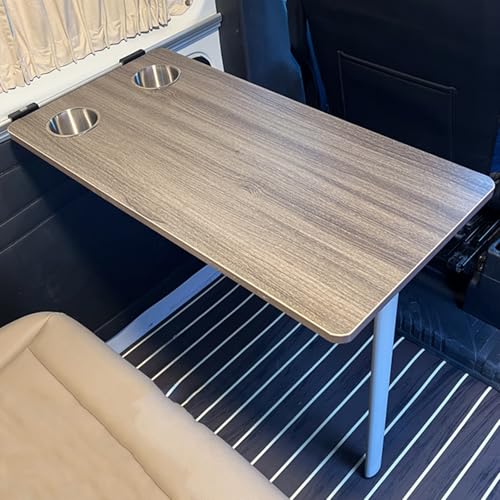 RV Folding Wall Table, Folding Camp Table with Reserve Sink Cup Detachable RV Table Folding Table for Small Space MPV Caravan Boat Yacht(Gray) - color: Grey