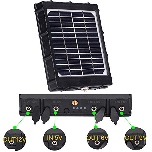 Trail Camera Solar Panel,WILDGAMEPLUS 14W 8000mAh 12V/1.2A 9V/1.6A 6V/2.4A IP66 Waterproof Rechargeable Charger with Cables for Outdoor Trail Game Camera and 12V LED Light WG-8000