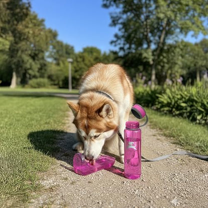 OllyDog OllyBottle Tritan Water Bottle with Detachable Dog Bowl | BPA Free Leakproof | 34oz | Share Water with Your Dog | Hiking Travel Camping (1L, Hot Pink) - color: Hot Pink, size: 1L