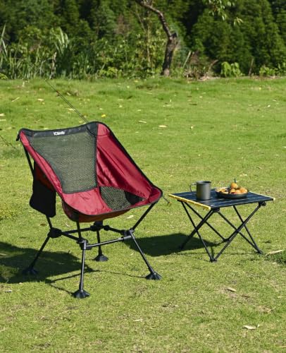 iClimb Ultralight Compact Camping Folding Beach Chair with Anti-Sinking Large Feet and Back Support Webbing (Red - Square Frame) - color: Red (Square Frame)