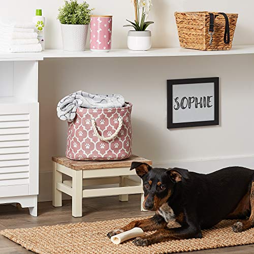 Bone Dry Pet Storage Collection Lattice Paw Print, Rose, Small Round - color: Rose, size: Small Round