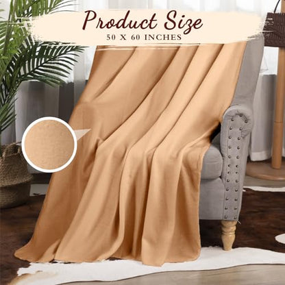 Buryeah 10 Pcs Fleece Blanket Bulk Soft Warm Fleece Blankets Cozy Lightweight Throw Blankets Plush Pet Throw Blanket for Home Bed Sofa Office Wedding Gifts Travel(50" x 60",Khaki) - color: Khaki
