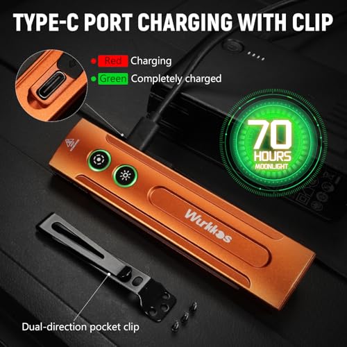 Wurkkos HD01PRO UV Flashlight with UV & White LED Combo, 1200 Lumens, RGB Light, Rechargeable, EDC, Emergency, Pet Urine Detection (Orange) - color: HD01 PRO-Orange-us