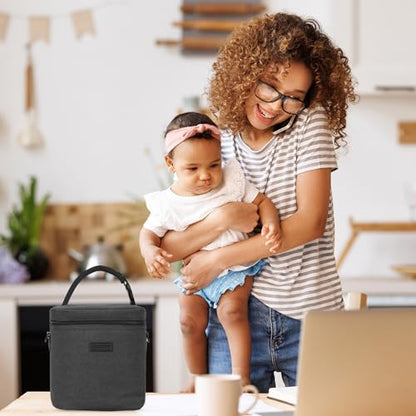 Mancro Breastmilk Cooler Bag with Ice Pack, Insulated Bottle Bag for 6 Baby Bottles (Up to 9 Ounce) with Shoulder Strap for Nursing Moms on The Go or Daycare, Dark Grey - color: Dark Grey