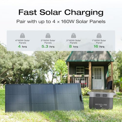 EF ECOFLOW Solar Generator Delta 2 Max 2048Wh with 2x160W Solar Panel, 2400W Portable Power Station LFP Battery, Up to 3400W AC Output, AC + Solar Fast Dual Charging 0-100% in 1 Hr for Camping RV - style: DELTA 2 Max+2*160W Solar Panel
