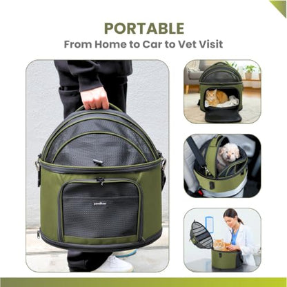 Crash-Tested 3-in-1 Portable Small Dog Car Seat, Cat Bed & Pet Carrier – CPS Certified for Crash Protection & Safe Travel (Green) - color: Green