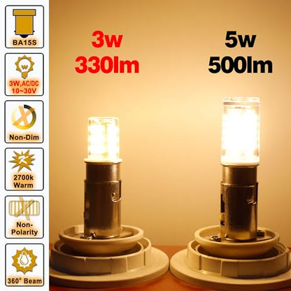 Ziomitus BA15S Led 12V Landscape RV Camper Interior Light Bulbs, P21W 1156 1141 2700k Warm White,DC Bayonet Single Contact Base BA15S Bulbs for Marine Boat Trailer Lights,5 Pack - color: 1156 Warm