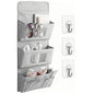 Wall Hanging Storage Caddy Bag, Wall Hanging Basket with Pockets, Oxford cloth Wall Organizer, Waterproof Hanging Storage Bag for Kitchen, Bedroom, Bathroom, Door, Office, Grey, MEI001