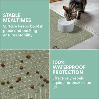 The Cat Ladies Cat Feeding Mat - Waterproof & Dishwasher Safe Small Pet Eating Placemat - Cat & Dog Food Mats for Food and Water Bowl - Protect Floors from Mess - Tropical Leaves - color: Tropical Leaves B