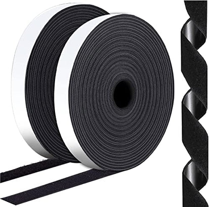 1 Inch x 82 Feet Black Hook Loop Strips with Adhesive Heavy Duty, Double Sided Hook Loop Rolls, Picture Hanging Strips, Bulk Sticky Straps Wall Hanging Tape - size: 1in x 82ft, style: Black