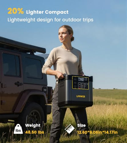 Lipower 2400W Portable Power Station, 2150Wh Solar Generator with LiFePO4 Battery, 1.5H Fast Charge, UPS Backup Power Supply for RV, Home Use, Camping, Off-Grid Outdoor, Emergency (4000W Peak) - size: 2150Wh