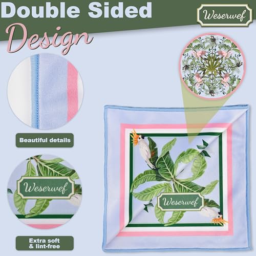 WESERWEF Design Microfiber Glasses Cleaning Cloth – Premium Cleaning Cloth for Eyeglasses, Screens, Tablets, Cameras & Lenses, 12" x 12", Ultra-Soft & Scratch-Free (Tropical World) - color: tropical world