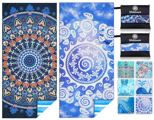 2 Pack Microfiber Lightweight Beach Towel Sand Free Quick Dry Absorbent Thin Compact Towels for Swimming Pool Camping Beach Accessories Large Easy Pack Travel Things for Vacation Essentials Gift - color: 2 Pack Mandala
