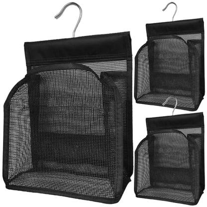 3 Pcs Mesh Shower Caddy, Mesh Shower Bag with Hanging Hooks, Portable College Dorm Bath Organizers, Black Shower Bags for Bathroom, Swimming, Travel
