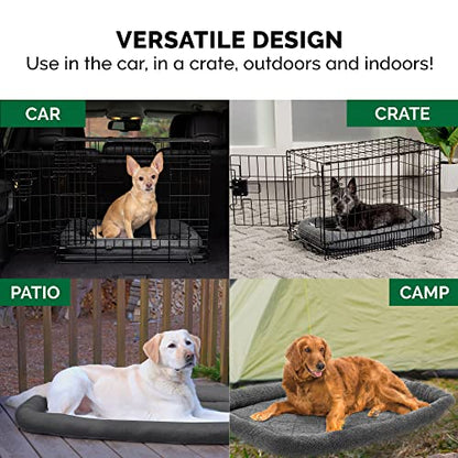 Furhaven Dog Bed for Large Dogs, 100% Washable, Sized to Fit Crates - Sherpa Fleece Bolster Crate Pad - Gray, Extra Large/XL, 42.0"L x 26.0"W x 3.0"Th - color: Gray, size: X-Large
