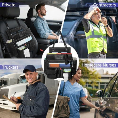 LIWSHWZ Seat Organizer Front Seat,Patrol Bag Law Enforcement with Large Storage,Universal Fit for Front & Back Seats,Dedicated Tablet and 17 Inch Laptop Storage,for Truck Office, Police,Black - size: 17.72" L x 13.78" W x 5.9" H