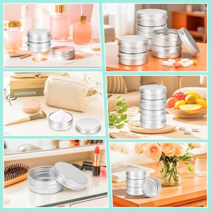 30Pack 2oz Tin Jars, 60ml Metal Tin cans, 2Ounce Aluminum tin can jar Containers with Screw Lid for Lotion Bars, Spices, Salve, Balms, Beard Balm, Toiletries, Creams, Samples, Makeup Cosmetic - color: Silver 30pack