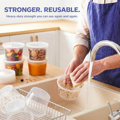GUSTO [48 Sets 16 oz. Plastic Deli Disposable Food Storage Containers With Airtight Lids (Formerly Comfy Package) - size: 16 oz