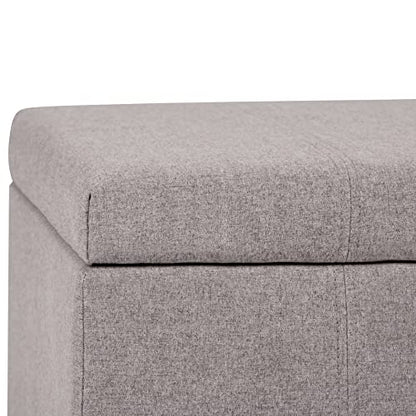 SIMPLIHOME Dover Storage Ottoman Bench - 36 inch Wide Upholstered Linen Look Fabric Rectangular Lift-Top Ottoman in Cloud Grey, Contemporary Bench for Living Room with Safety Hinges - color: Cloud Grey