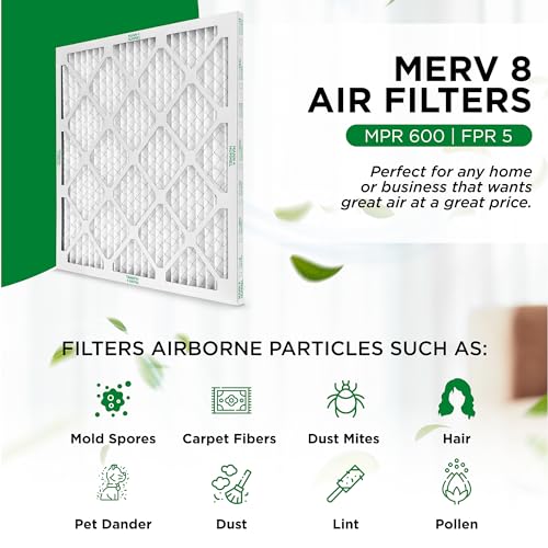 Mann+Hummel 16x24x2 MERV 8 Pleated HVAC AC Furnace Air Filters. Case of 12. (Exact Size: 15.38 x 23.38 x 1.75 Inches), white - style: 16 x 24 x 2