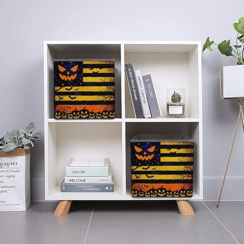 Halloween Flag Foldable Storage Box with Handle Organizer Containers for Home Office Clothes Office Supplies - color: style-9