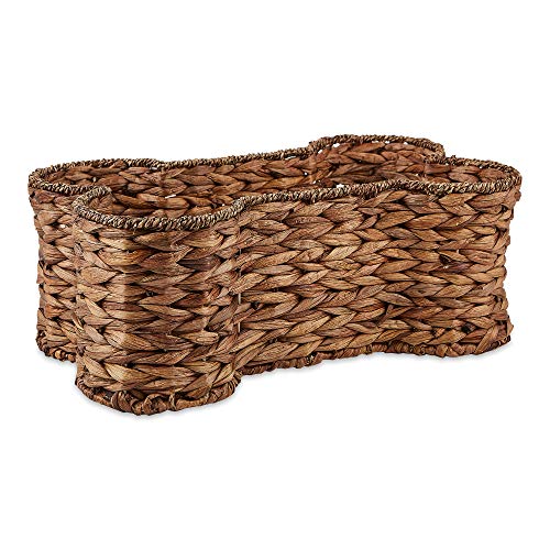 Bone Dry Pet Storage Collection, Bone Shape Hyacinth Toy Basket, Dark Brown, Medium - 21x13x8" - color: Dark Brown, size: Medium