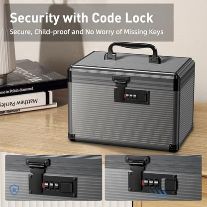 Medicine Lock Box with Code, Medication Lock Box with Removable Tray & Pocket Bag, Portable First Aid Box for Home&Travel, 12 * 7.7 * 7.9 Inch (Black) - size: Medium-12inch