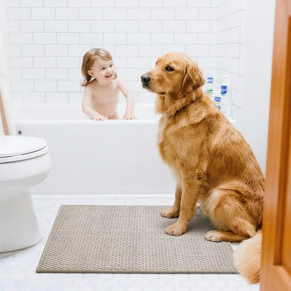 Triohero Bathroom Rugs Non Slip Washable, Super Absorbent Thin Bath Mat Quick Dry Low Pile Bathroom Rug, Beige 24"x47" - color: Beige, size: 24"x47"