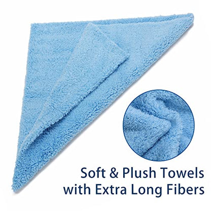 CARCAREZ Microfiber Towels for Cars, Car Drying Wash Detailing Buffing Polishing Towel with Plush Edgeless Microfiber Cloth, 450 GSM 16x16 in. Pack of 6 - color: Blue