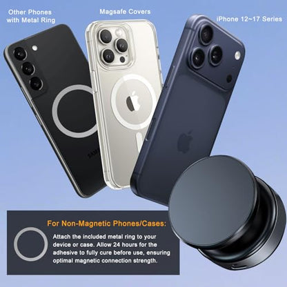 Electric Vacuum Magnetic Phone Holder for Car, Auto-Seal Smart Suction Cup Mount with N55 Magnet, 360° Adjustable Hands-Free Stand for iPhone 17 16 15 14 13 Pro Max, Gym, Mirror, Vlogging - color: Black
