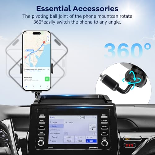 Car Phone Holder Fit for 2021-2024 Toyota Camry 7-inch Screen with Dashboard Organizer Cell Phone Mount Holders Fit for Camry Accessaries Fixed Clip Hands-Free &360°Rotation(Not Fit 9 inch) - size: 21-24 Toyota Camry