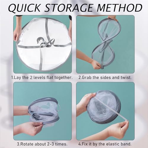 2 Tier Folding Mesh Clothes Drying Rack with Internal Fixation Stackable Sweater Drying Rack Portable Hanging Laundry Rack for Sweater,T-Shirt,Delicates,Swimsuit (2 Pack) - size: 2 Tier