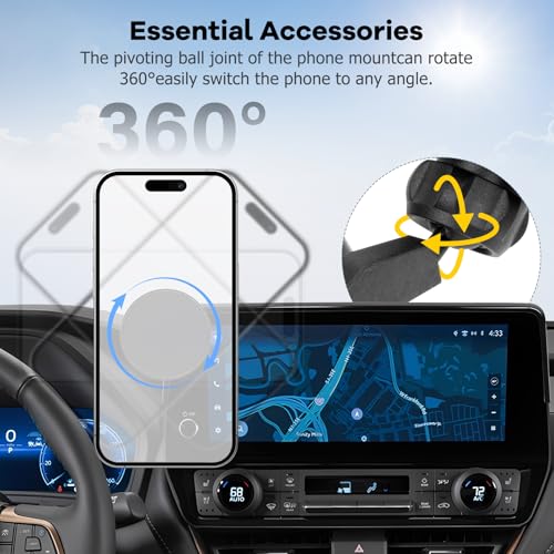 Car Phone Holder Fit for Grand Highlander/Grand Highlander Hybrid 2024-2025 Accessories Dash Organizer with MagSafe Cell Phone Mount 12.3-inch, Cell Phone Automobile Cradles Hands-Free 360° Rotation - size: 24-25 Grand Highlander/ Grand Highlander Hybrid