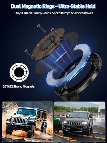 Car Phone Holder Compatible with Magsafe [60+LBS Strongest Suction & 2800gf Magnetic] 360° Adjustable Car Phone Mount, Phone Holders for Your Car for iPhone 17 Pro Max 16 15 14 13 12 Air Plus