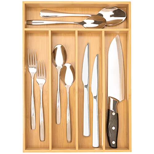 Silverware Organizer Bamboo Kitchen Drawer Organizer Utensil Organizer Silverware Holder Cutlery Organizer in drawer Flatware Organizer Tray (Natural 5 Slots) - color: Natural, size: 5 Slots