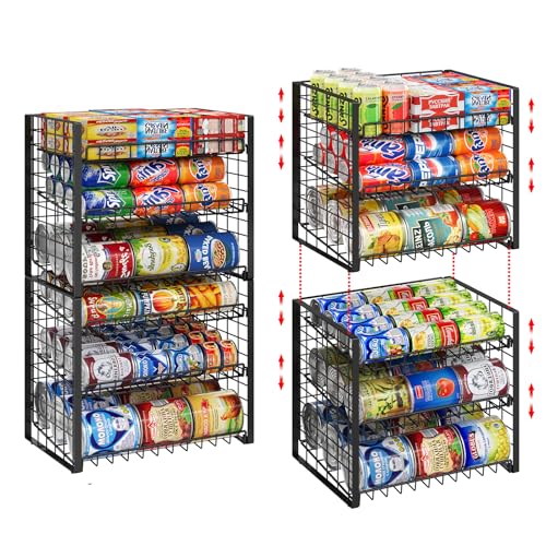 3 Tier Stackable Can Rack Organizer for Pantry, Adjustable Can Holder for Various Ounce of Canned Food Soup Goods Soda Drink, Rolling Tiered Can Dispenser for Kitchen Cupboard Cabinet, 2 Pack - style: 3-Tier 2-Pack