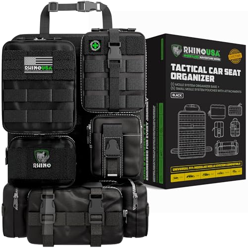 Tactical Car Seat Organizer – Military-Grade Storage for SUV, Truck, & Car – Heavy Duty Seat Organizer with Multiple Pockets & Car Accessories for Maximum Organization - Black