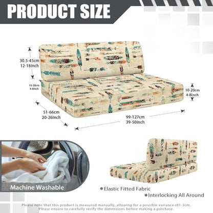 Southwestern RV Dinette Cushion Covers Indian Feathers Print Camper Cushion Covers Stretch Couch Cover 2 Cushion Slipcovers Washable Reusable RV Bench Seat Covers for Travel Trailer Couch - color: Indian Feathers