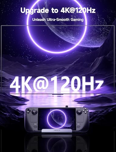 JSAUX Upgraded Docking Station 4K@120Hz for Steam Deck OLED/ROG Ally X/Legion Go (S)/MSi Claw, 6-in-1 Steam Deck Dock with HDMI 2.1, Gigabit Ethernet, 3 USB 3.0, 100W Charge for Steam Deck LCD-HB0603 - color: 6-IN-1