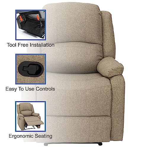 RecPro Charles Collection | 30" Zero Wall Wall Hugger Recliner | RV Living Room (Slideout) Chair | Cloth (Oatmeal, 1 Chair) - color: Oatmeal, size: 1 Chair