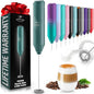 Zulay Kitchen Powerful Milk Frother Wand - Handheld Stainless Steel - Battery Operated Drink Mixer for Coffee, Lattes, Cappuccino, Matcha - Froth Mate Frother Gift - Dark Green - color: Dark Green, size: Classic Froth Mate