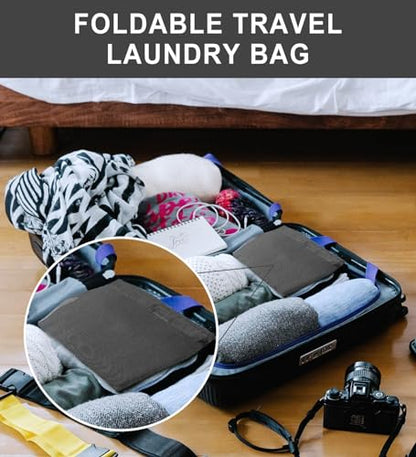 VividPaw Laundry Bag Backpack for College Dorm, Extra Large Travel Laundry Bags, Easy Carry Dirty Clothes Hamper Bag with Shoulder Straps, College Dorm Room Essentials (Black) - color: Black