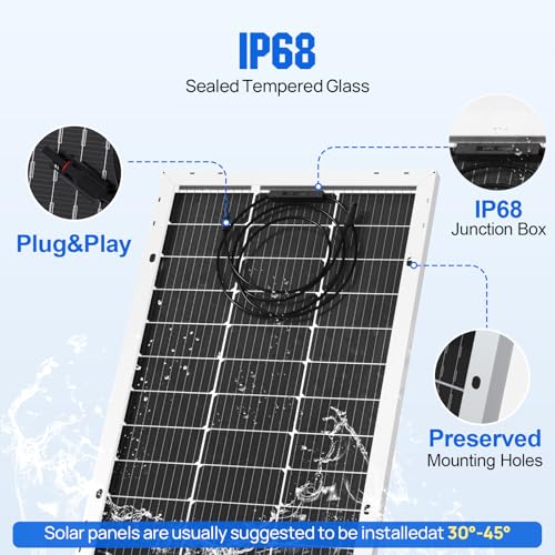 ECO-WORTHY Bifacial 100 Watt 12 Volt Solar Panel Monocrystalline Rigid High-Efficiency PV Module Power Charger for Sunsheds, Canopies, RVs, Farms and Other Off-Grid Applications - style: 100W Bifacial Solar Panel