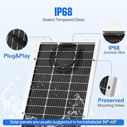 ECO-WORTHY Bifacial 100 Watt 12 Volt Solar Panel Monocrystalline Rigid High-Efficiency PV Module Power Charger for Sunsheds, Canopies, RVs, Farms and Other Off-Grid Applications - style: 100W Bifacial Solar Panel