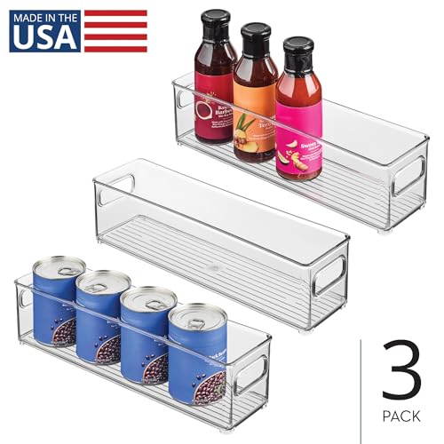 iDesign Stackable Fridge Bin with Handles, Set of 3, Clear | Ideal for Freezer or Pantry, Made in USA - style: Pack of 3