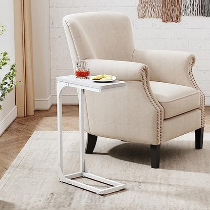 QEEIG Narrow C Shaped Side Table Set of 2 Living Room Sets Slim Couch Tray Tables Skinny Thin Small Modern 7 inch Width, White (017-18WW) - color: B. White, size: 7.1" Width