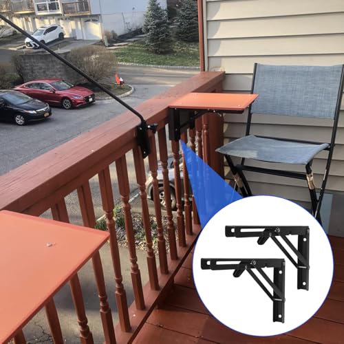 8 Pack 12 Inch Black Folding Shelf Brackets with Screw, Collapsible Shelf Bracket Wall Mounted, Heavy Duty Folding Shelf Brackets for Wood Shelves, Wall-Mounted Tables & More - size: 8 Pack 12 Inch Black